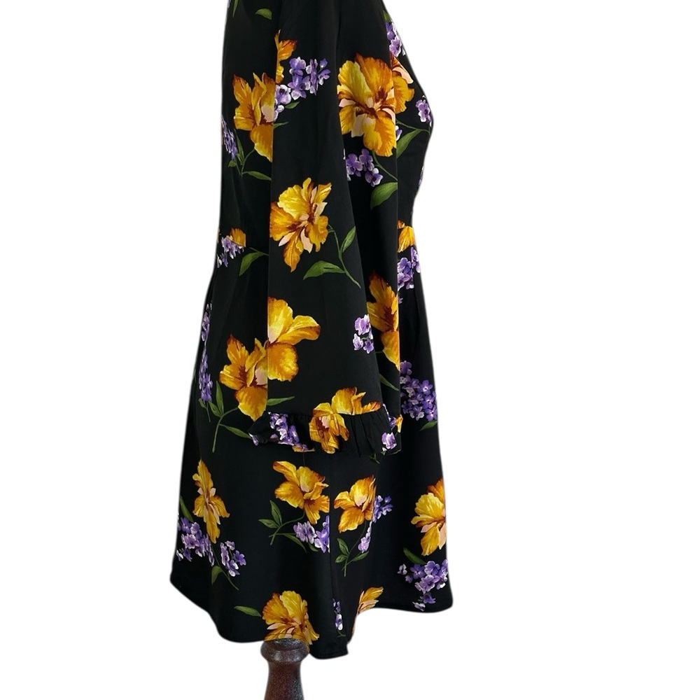 Forever 21 Black Dress with Yellow and Purple Floral - Picture 4 of 16